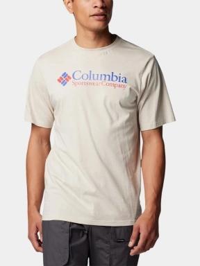 Columbia Csc Basic Logo Short Sleeve Shirt férfi rövid ujjú póló homok színben 1
