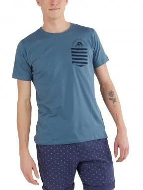 Fundango Jaggy Pocket T-shirt férfi rövid ujjú póló kék színben 1