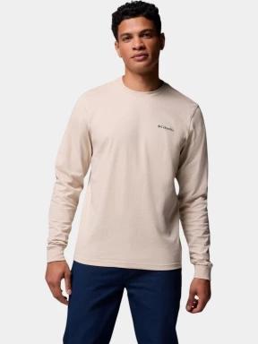 Columbia CSC Seasonal Logo Long Sleeve Tee férfi hosszú ujjú póló homok színben 1