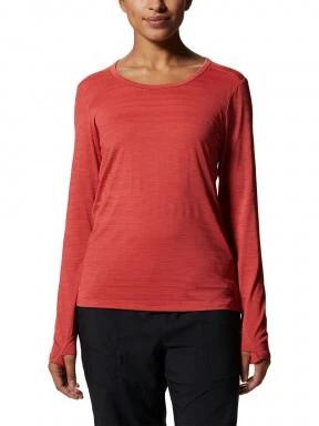 Mountain Hardwear Mighty Stripe Long Sleeve női hosszú ujjú sport póló piros színben 1