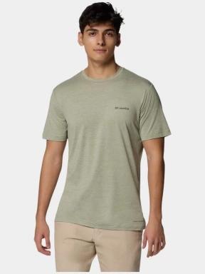 Columbia Kwick Hike Back Graphic SS Tee férfi rövid ujjú sport póló zöld színben 1
