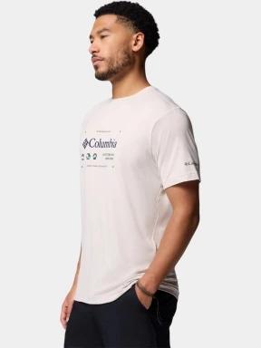 Columbia Kwick Hike Graphic Short Sleeve Tee férfi rövid ujjú sport póló homok színben 3