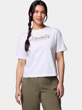 Columbia Rolling Bend Graphic Relaxed Crop Short Sleeve Shirt női crop top fehér színben 1
