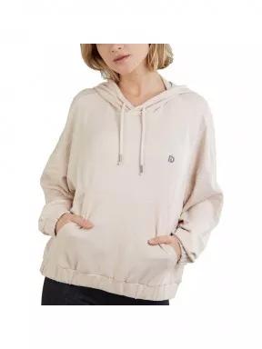 Fundango Echo Loose Hoodie női kapucnis pulóver homok színben 1