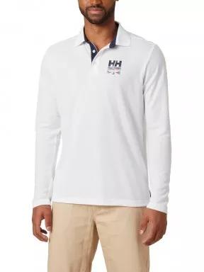 Helly Hansen Skagerrak Quickdry Rugger férfi hosszú ujjú galléros póló fehér színben 1