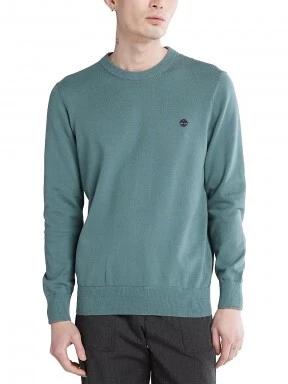 Timberland LS Williams River Cotton YD Crew Sweater Regular férfi pulóver zöld színben 1