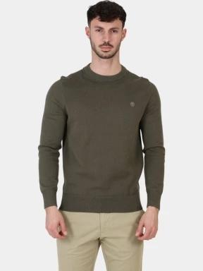 Timberland Cotton YD Sweater férfi pulóver oliva színben 1