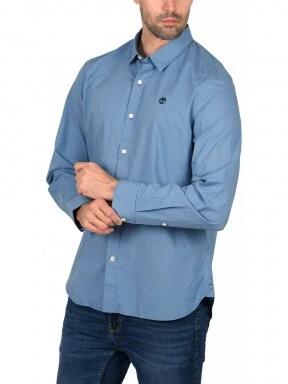 Timberland LS E-R Pop solid shirt férfi hosszú ujjú ing kék színben 1