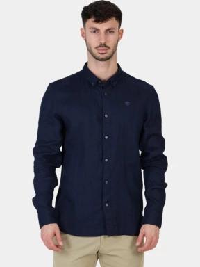 Timberland Linen Shirt férfi hosszú ujjú ing sötétkék színben 1