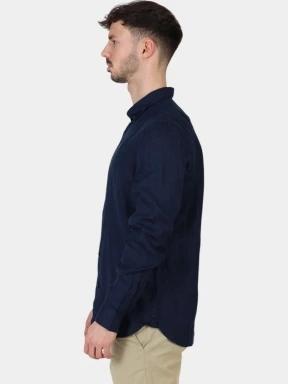 Timberland Linen Shirt férfi hosszú ujjú ing sötétkék színben 3
