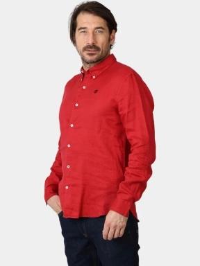 Timberland Linen Shirt férfi hosszú ujjú ing piros színben 1