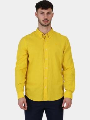 Timberland TFO Cotton/Linen Long Sleeve Shirt férfi hosszú ujjú ing sárga színben 1