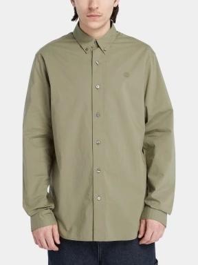 Timberland Long Sleeve Stretch Poplin Shirt férfi hosszú ujjú ing zöld színben 1