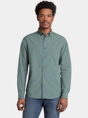Timberland Micro Plaid Poplin Shirt férfi hosszú ujjú ing zöld színben 1
