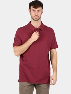 Timberland Pique Short Sleeve Polo férfi galléros póló bordó színben 1