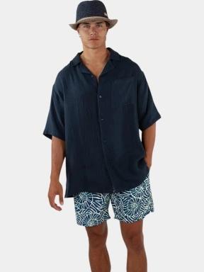 Barts Cayrlos Shirt férfi rövid ujjú ing sötétkék színben 1
