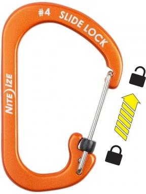 Niteize SlideLock® reteszelhető alumínium karabiner #4 karabiner narancssárga színben 1