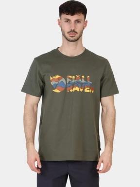 Fjallraven Multicolor Logo T-shirt M férfi rövid ujjú póló oliva színben 1