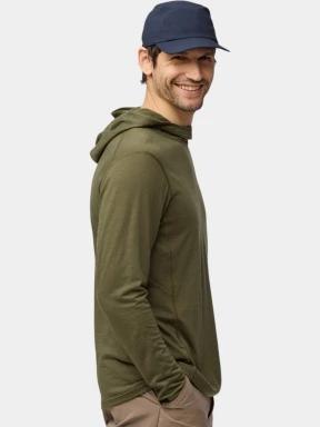 Fjallraven Abisko Wool Hoodie M férfi hosszú ujjú sport póló oliva színben 3
