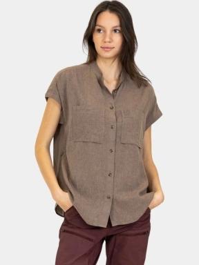 Fjallraven Övik Hemp Shirt SS W női rövid ujjú ing barna színben 1