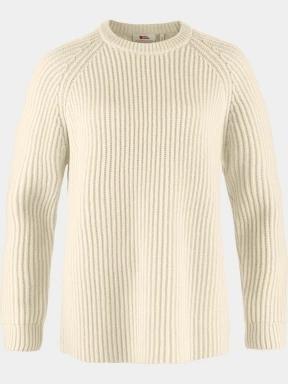 Fjallraven Övik Rib Sweater W női kötött pulóver fehér színben 1