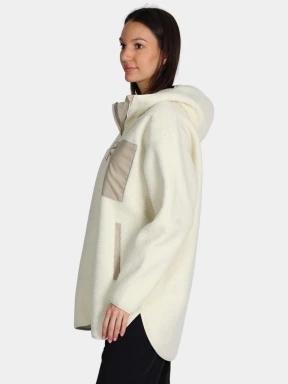 Fjallraven Vardag Pile Fleece Long W női kapucnis pulóver homok színben 3