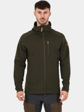 Fjallraven Keb Fleece Hoodie M férfi kapucnis pulóver zöld színben 1