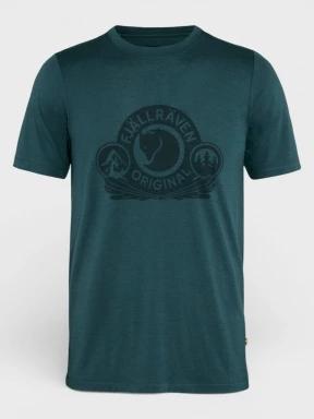 Fjallraven Abisko Wool Classic SS M férfi rövid ujjú sport póló sötétkék színben 1