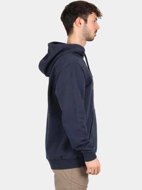 Fjallraven Fjällräven Logo Hoodie M férfi kapucnis pulóver sötétkék színben 3