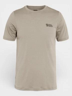 Fjallraven Abisko Wool Logo SS M férfi rövid ujjú sport póló homok színben 1