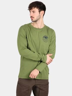 Fjallraven Forever Nature Badge LS M férfi hosszú ujjú póló zöld színben 1