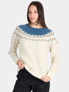 Fjallraven Övik Knit Sweater W női kötött pulóver homok színben 1