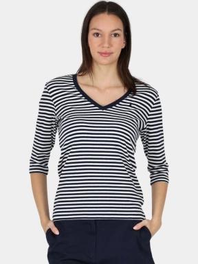 Musto W Classic V-Neck Stripe Tee női rövid ujjú póló sötétkék színben 1