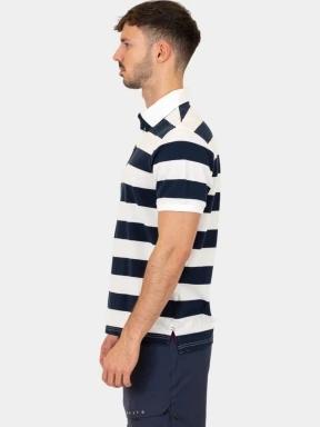 Musto M Original Striped Ss Polo férfi galléros póló sötétkék színben 3