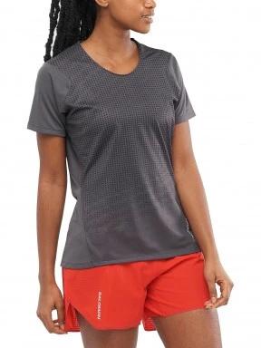 Salomon Sense Aero Ss Tee W női rövid ujjú sport póló szürke színben 1