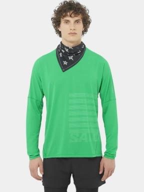 Salomon Sense Aero Graphic férfi hosszú ujjú sport póló zöld színben 1