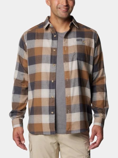 Columbia Cornell Woods Flannel Long Sleeve Shirt férfi hosszú ujjú ing homok színben 5