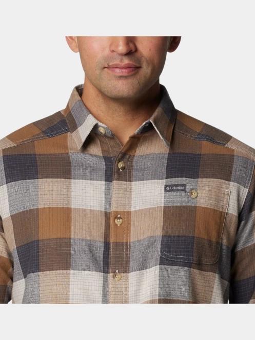 Columbia Cornell Woods Flannel Long Sleeve Shirt férfi hosszú ujjú ing homok színben 6