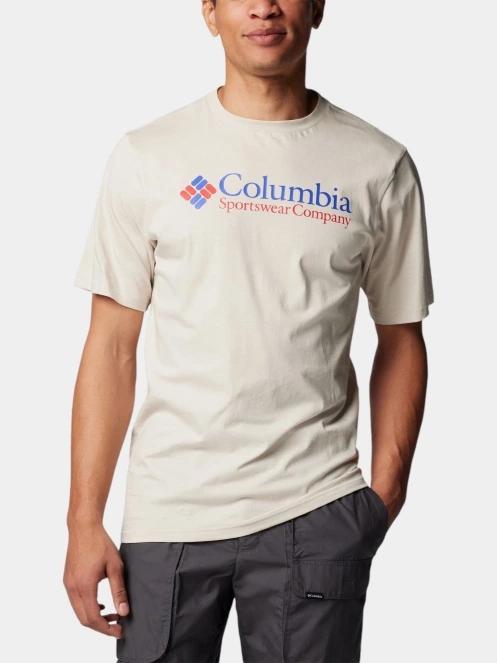 Columbia Csc Basic Logo Short Sleeve Shirt férfi rövid ujjú póló homok színben 5