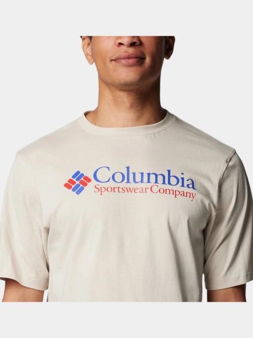 Columbia Csc Basic Logo Short Sleeve Shirt férfi rövid ujjú póló homok színben 6