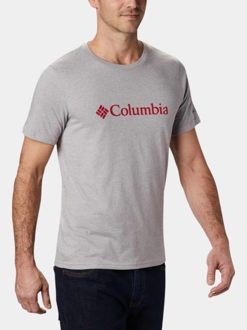 Columbia CSC Basic Logo Short Sleeve Shirt férfi rövid ujjú póló szürke színben 5