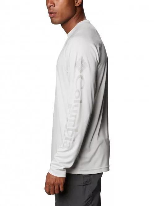 Columbia Terminal Tackle Heather LS Shirt férfi hosszú ujjú sport póló fehér színben 4