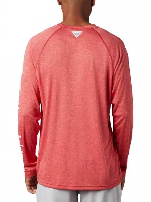 Columbia Terminal Tackle Heather LS Shirt férfi hosszú ujjú sport póló piros színben 3