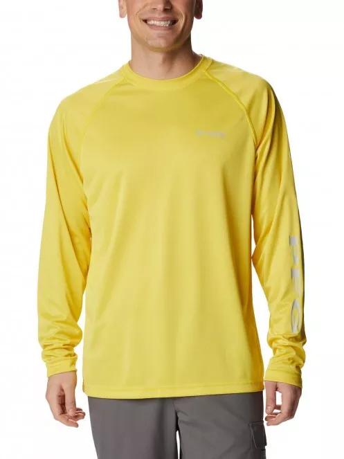 Columbia Terminal Tackle Heather LS Shirt férfi hosszú ujjú sport póló sárga színben 2