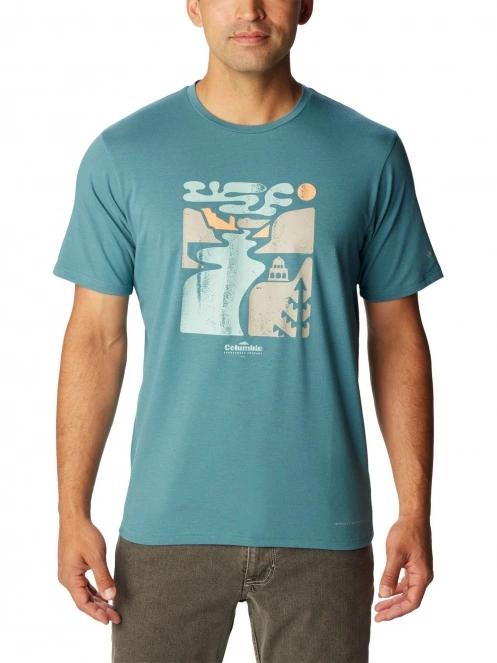 Columbia Men's Sun Trek Short Sleeve Graphic Tee férfi rövid ujjú sport póló zöld színben 2