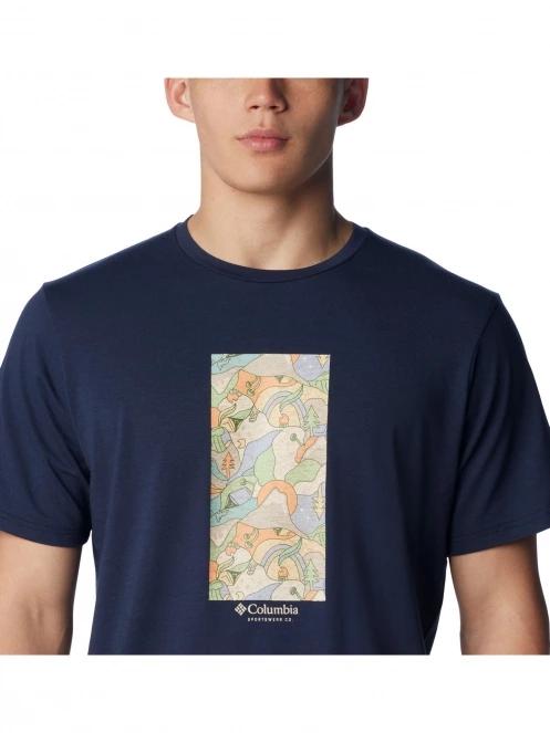 Columbia Men's Sun Trek Short Sleeve Graphic Tee férfi rövid ujjú sport póló kék színben 6