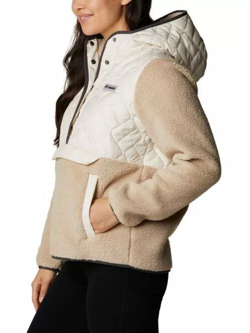 Columbia Sweet View Fleece Hooded Pullover női utcai kabát homok színben 4