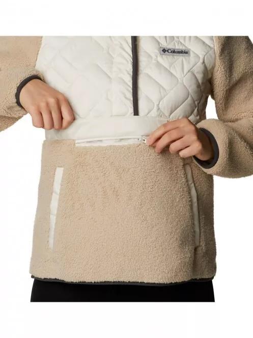Columbia Sweet View Fleece Hooded Pullover női utcai kabát homok színben 5