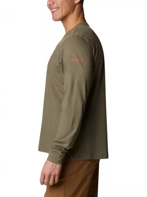 Columbia Apres Lifestyle Graphic Long Sleeve Shirt férfi hosszú ujjú póló zöld színben 4