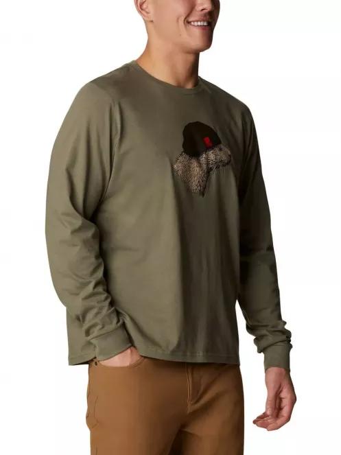 Columbia Apres Lifestyle Graphic Long Sleeve Shirt férfi hosszú ujjú póló zöld színben 5